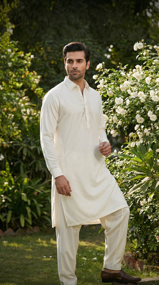 Ivory Royale – Premium Unstitched Men’s Shalwar Qameez