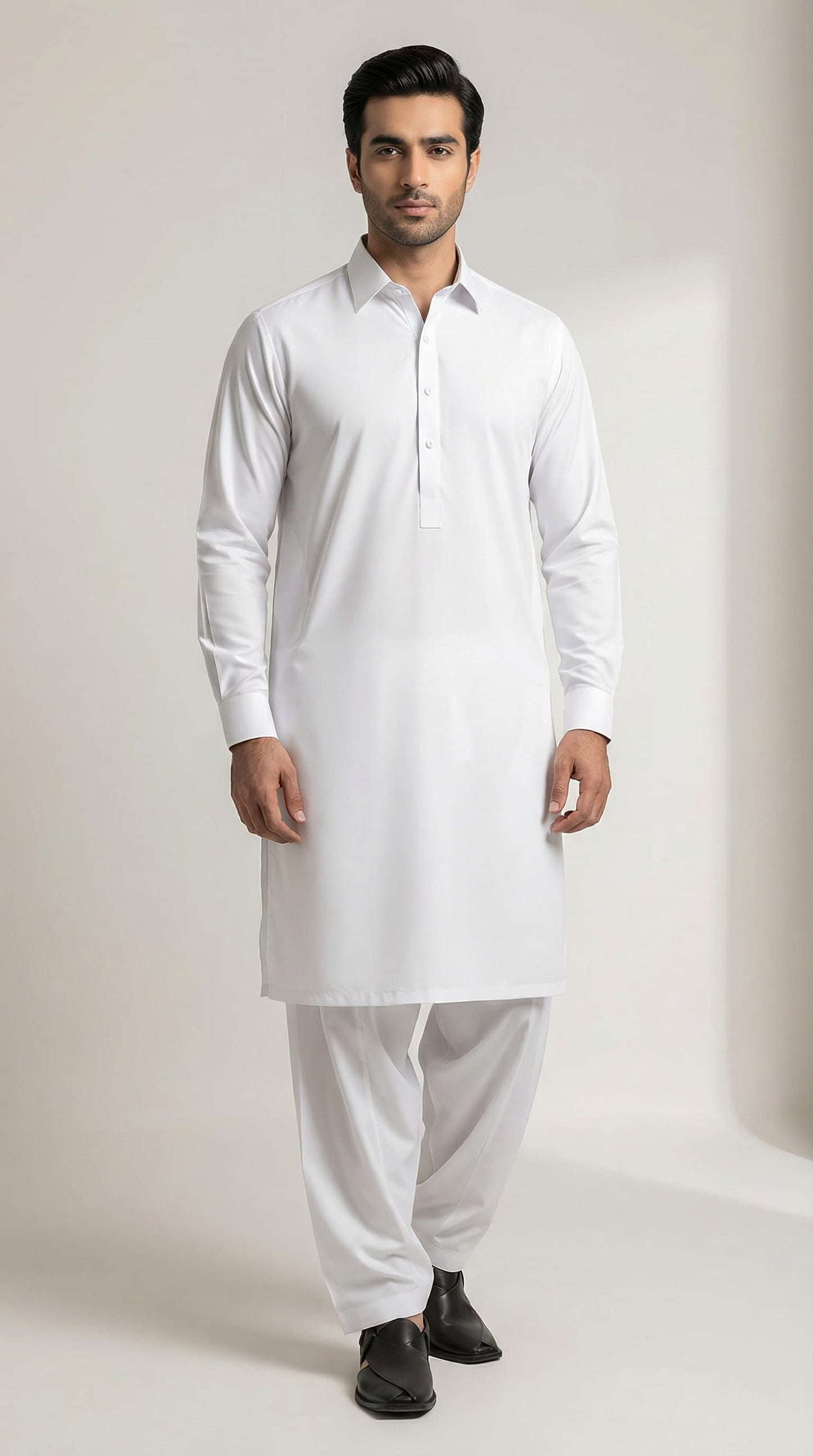 White – Premium Unstitched Men’s Shalwar Qameez